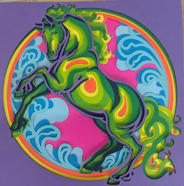 Layered paper artwork by Card and Canvas